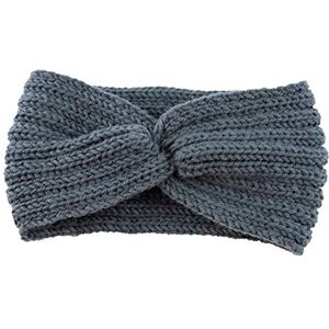 Serre-tête chaud en tricot extensible doux pour femme Serre-tête d'hiver en métal (1-gris foncé, taille unique) - Publicité