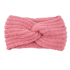 Serre-tête chaud en tricot extensible doux pour femme Serre-tête d'hiver en métal (1-rose, taille unique) - Publicité