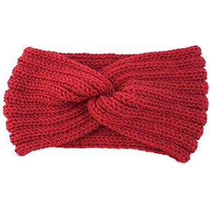 Serre-tête chaud en tricot extensible doux pour femme Serre-tête d'hiver en métal (1-rouge, taille unique) - Publicité