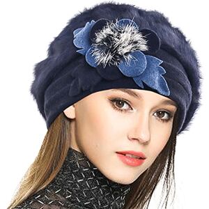VECRY Femme Laine Béret Français Cloche Angola Robe Bonnet Calotte Chapeaux d'hiver (Marine, Taille M) - Publicité VECRY Femme Laine Béret Français Cloche Angola Robe Bonnet Calotte Chapeaux d'hiver (Marine, Taille M) - Publicité
