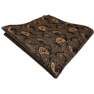 TigerTie pochette doré bronze noir Paisley tissu Polyester - Publicité TigerTie pochette doré bronze noir Paisley tissu Polyester - Publicité