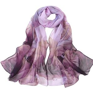 Dancila Dames Foulards En Soie Femmes Floral Imprimé Soie Mousseline De Soie Foulard Écharpe Wrap Foulards Foulard 155 * 50cm Châles Tube Écharpe (Mixte violet/blanc) - Publicité Dancila Dames Foulards En Soie Femmes Floral Imprimé Soie Mousseline De Soie Foulard Écharpe Wrap Foulards Foulard 155 * 50cm Châles Tube Écharpe (Mixte violet/blanc) - Publicité
