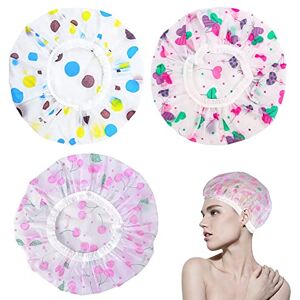 ZSDF 3 Pieces Bonnet de Douche, Imperméable élastiques Réutilisables bonnet de douche femme, Grand Accessoire Cheveux Douche pour Les Femmes Filles de Douche Spa Salon - Publicité ZSDF 3 Pieces Bonnet de Douche, Imperméable élastiques Réutilisables bonnet de douche femme, Grand Accessoire Cheveux Douche pour Les Femmes Filles de Douche Spa Salon - Publicité