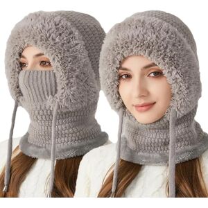 ThiCc Cagoule d'hiver 3 en 1 pour femme Bonnet tricoté thermique avec couvre-visage et cache-cou, coupe-vent pour temps froid, bonnet de ski doublé de polaire, ensemble foulard à capuche pour activités de - Publicité ThiCc Cagoule d'hiver 3 en 1 pour femme Bonnet tricoté thermique avec couvre-visage et cache-cou, coupe-vent pour temps froid, bonnet de ski doublé de polaire, ensemble foulard à capuche pour activités de - Publicité