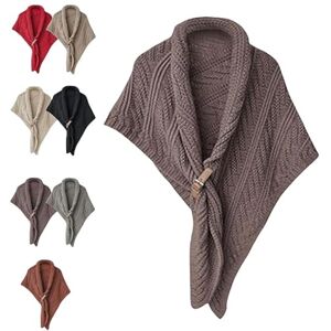JLJKNC Châle triangle multifonctionnel pour femme Châle triangle tricoté avec boucle en cuir Châle au crochet chaud, confortable et à la mode - Publicité JLJKNC Châle triangle multifonctionnel pour femme Châle triangle tricoté avec boucle en cuir Châle au crochet chaud, confortable et à la mode - Publicité