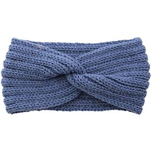 Serre-tête doux en métal avec oreilles en tricot pour femme Bandeau extensible et chaud 2 Bleu Taille unique - Publicité