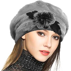 VECRY Femme Laine Béret Français Cloche Angola Robe Bonnet Calotte Chapeaux d'hiver (Gris, Taille M) - Publicité VECRY Femme Laine Béret Français Cloche Angola Robe Bonnet Calotte Chapeaux d'hiver (Gris, Taille M) - Publicité