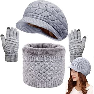 CheChury CheChruy Femme Tricoté Béret Écharpe à Boucle Gants 3 Pièces Ensemble Chaud Cache-Cou de Doublure Polaire et Bonnet Tricot Hiver Chapeau-A-Grau-Taille unique - Publicité CheChury CheChruy Femme Tricoté Béret Écharpe à Boucle Gants 3 Pièces Ensemble Chaud Cache-Cou de Doublure Polaire et Bonnet Tricot Hiver Chapeau-A-Grau-Taille unique - Publicité