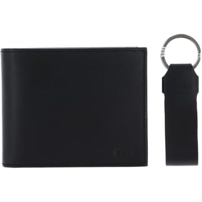 BOSS Cuir Porte-Monnaie Porte-clés Gift Set Trifold Wallet/Keyring Black Noir - Publicité BOSS Cuir Porte-Monnaie Porte-clés Gift Set Trifold Wallet/Keyring Black Noir - Publicité