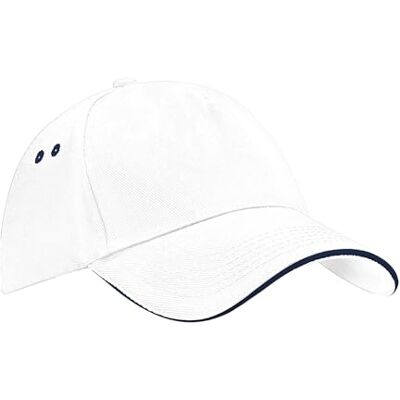Beechfield Casquette Ultimate Adulte (Taille Unique) (Blanc/Bleu Marine) - Publicité Beechfield Casquette Ultimate Adulte (Taille Unique) (Blanc/Bleu Marine) - Publicité