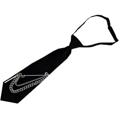 MALSSE Cravate punk longue chaîne en métal pour étudiant unisexe japonais pré-noué Cravates noires réglables pour uniforme d'école cravate noire, Longueur : 32 cm, taille unique - Publicité MALSSE Cravate punk longue chaîne en métal pour étudiant unisexe japonais pré-noué Cravates noires réglables pour uniforme d'école cravate noire, Longueur : 32 cm, taille unique - Publicité