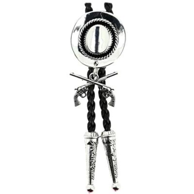 Clj Charles Le Jeune CLJ Bolo tie, Cravate Texane Chapeau de Cowboy et 2 colts Style Texan, Danse Country, Cowboy, Far West Américain, Western Vintage Argenté uni - Publicité Clj Charles Le Jeune CLJ Bolo tie, Cravate Texane Chapeau de Cowboy et 2 colts Style Texan, Danse Country, Cowboy, Far West Américain, Western Vintage Argenté uni - Publicité