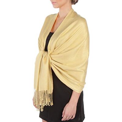 Sakkas 198cm x 71cm Touché soyeux Couleur Unie Type Pashmina Châle/Echarpe/Etole Beige - Publicité Sakkas 198cm x 71cm Touché soyeux Couleur Unie Type Pashmina Châle/Echarpe/Etole Beige - Publicité