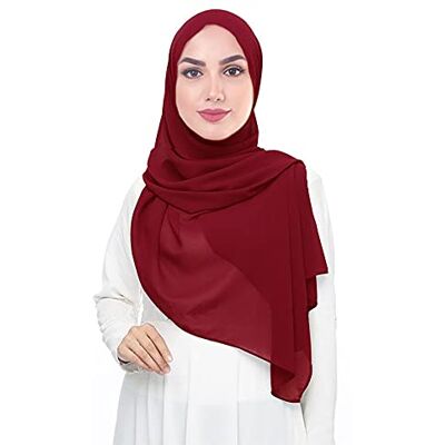Lina & Lily Hijab pour Femmes Mousseline Foulard Écharpe Turban Châle Islamique (Bordeaux) - Publicité Lina & Lily Hijab pour Femmes Mousseline Foulard Écharpe Turban Châle Islamique (Bordeaux) - Publicité