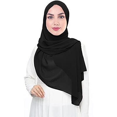 Lina & Lily Hijab pour Femmes Mousseline Foulard Écharpe Turban Châle Islamique (Noir) - Publicité Lina & Lily Hijab pour Femmes Mousseline Foulard Écharpe Turban Châle Islamique (Noir) - Publicité