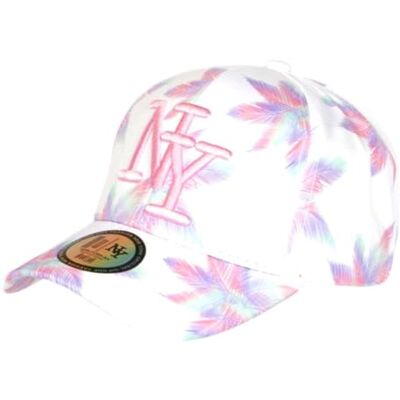 Hip Hop Honour Casquette NY Enfant Palmiers Blanc Rose Pastel Turquoise 6-12 Ans - Publicité Hip Hop Honour Casquette NY Enfant Palmiers Blanc Rose Pastel Turquoise 6-12 Ans - Publicité