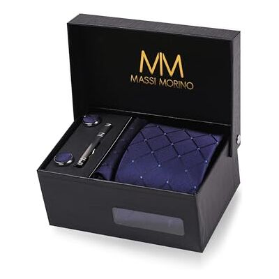Massi Morino Cravate Homme avec mouchoirs de poche, boutons de manchette et Pinces à cravates Coffret cadeau Accessoires de Fete de Mariage - Publicité Massi Morino Cravate Homme avec mouchoirs de poche, boutons de manchette et Pinces à cravates Coffret cadeau Accessoires de Fete de Mariage - Publicité