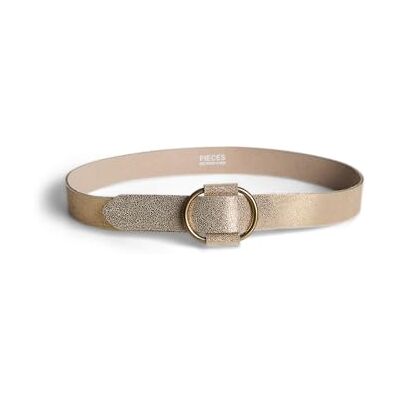 PIECES PCPILJA Ceinture en cuir pour homme FC Noos, Couleur doré/blanc - Publicité PIECES PCPILJA Ceinture en cuir pour homme FC Noos, Couleur doré/blanc - Publicité