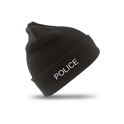 Beechfield Bonnet Noir Bonnet Brodé Police - Publicité Beechfield Bonnet Noir Bonnet Brodé Police - Publicité