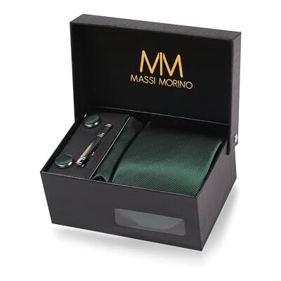 Massi Morino Cravate Homme avec mouchoirs de poche, boutons de manchette et Pinces à cravates Coffret cadeau Accessoires de Fete de Mariage - Publicité Massi Morino Cravate Homme avec mouchoirs de poche, boutons de manchette et Pinces à cravates Coffret cadeau Accessoires de Fete de Mariage - Publicité