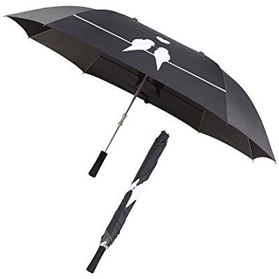 Esschert Le Monde du Parapluie Grand Noir Imprimé Oiseaux Canne pour 2 Personnes Solide Large avec Une Protection de 105 cm Noir - Publicité Esschert Le Monde du Parapluie Grand Noir Imprimé Oiseaux Canne pour 2 Personnes Solide Large avec Une Protection de 105 cm Noir - Publicité