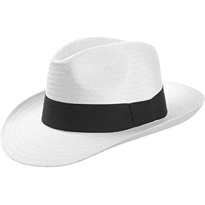 Lipodo Chapeau en Paille White Mountain Homme Made in Italy Chapeaux de D'Ete Bogart avec Ruban Gros Grain Printemps-ete Ete M (56-57 cm) Blanc - Publicité Lipodo Chapeau en Paille White Mountain Homme Made in Italy Chapeaux de D'Ete Bogart avec Ruban Gros Grain Printemps-ete Ete M (56-57 cm) Blanc - Publicité