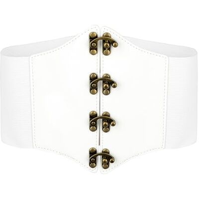BlackButterfly Costume de pirate Cosplay Elastique Halloween Costume Taille Rivets Serre-taille Corset Ceinture (Blanc, XL) - Publicité BlackButterfly Costume de pirate Cosplay Elastique Halloween Costume Taille Rivets Serre-taille Corset Ceinture (Blanc, XL) - Publicité