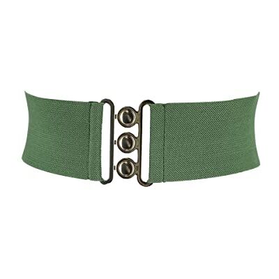 FASHIONGEN Ceinture femme élastique, ceinture large à boucle 3 boutons, style vintage, GLORIA Fabriqué en France Kaki (Boucle doré), Small - Publicité FASHIONGEN Ceinture femme élastique, ceinture large à boucle 3 boutons, style vintage, GLORIA Fabriqué en France Kaki (Boucle doré), Small - Publicité
