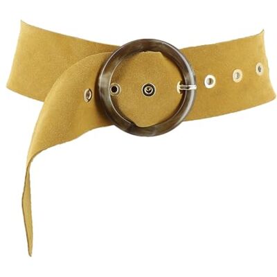 FASHIONGEN Ceinture femme Large en cuir suède fabriqué en FRANCE, ANETTE Camel clair, S-M - Publicité FASHIONGEN Ceinture femme Large en cuir suède fabriqué en FRANCE, ANETTE Camel clair, S-M - Publicité