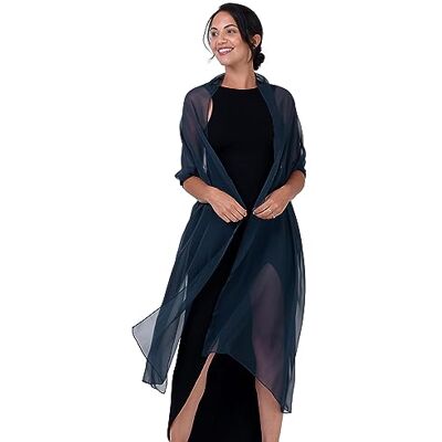 BlackButterfly Satin Soyeuse Mariée Mariage Sortie Soirée Chale Pashmina Portefeuille (Bleu nuit, 60CM X 240CM) - Publicité BlackButterfly Satin Soyeuse Mariée Mariage Sortie Soirée Chale Pashmina Portefeuille (Bleu nuit, 60CM X 240CM) - Publicité