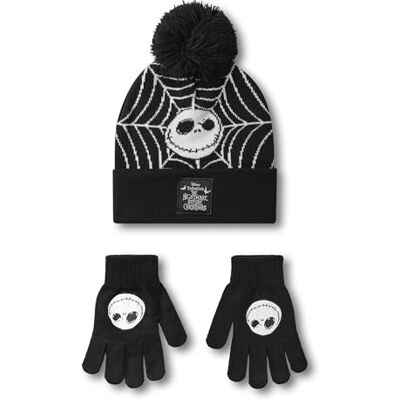 Disney Nightmare Before Christmas L’Étrange Noël de Monsieur unisexe et ensemble de gants Bonnet d'hiver tricoté noir avec toile d'araignée Jack Skellington pour garçons et filles Cadeau bonnet - Publicité Disney Nightmare Before Christmas L’Étrange Noël de Monsieur unisexe et ensemble de gants Bonnet d'hiver tricoté noir avec toile d'araignée Jack Skellington pour garçons et filles Cadeau bonnet - Publicité