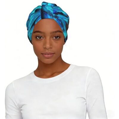 DUWAA Nombreux couvre-chefs bleus à imprimé papillon chimio pour femme, foulard pour cancer, turban, bonnet élastique - Publicité DUWAA Nombreux couvre-chefs bleus à imprimé papillon chimio pour femme, foulard pour cancer, turban, bonnet élastique - Publicité