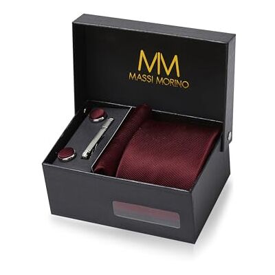 Massi Morino Cravate Homme avec mouchoirs de poche, boutons de manchette et Pinces à cravates Coffret cadeau Accessoires de Fete de Mariage - Publicité Massi Morino Cravate Homme avec mouchoirs de poche, boutons de manchette et Pinces à cravates Coffret cadeau Accessoires de Fete de Mariage - Publicité