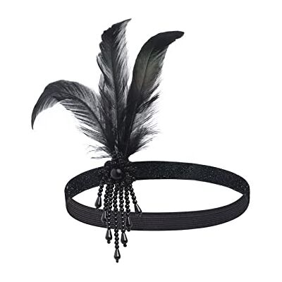 BABEYOND Bandeau Gatsby Cristal 1920s Plume Flapper Accessoires Charleston Vintage Noir - Publicité BABEYOND Bandeau Gatsby Cristal 1920s Plume Flapper Accessoires Charleston Vintage Noir - Publicité