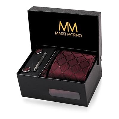 Massi Morino Cravate Homme avec mouchoirs de poche, boutons de manchette et Pinces à cravates Coffret cadeau Accessoires de Fete de Mariage - Publicité Massi Morino Cravate Homme avec mouchoirs de poche, boutons de manchette et Pinces à cravates Coffret cadeau Accessoires de Fete de Mariage - Publicité