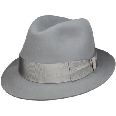 Borsalino Chapeau en Feutre Nilo Premium Femme/Homme Made in Italy Trilby de Laine avec Doublure, Ruban Gros Grain Automne-Hiver Hiver 59 cm Gris Clair - Publicité Borsalino Chapeau en Feutre Nilo Premium Femme/Homme Made in Italy Trilby de Laine avec Doublure, Ruban Gros Grain Automne-Hiver Hiver 59 cm Gris Clair - Publicité