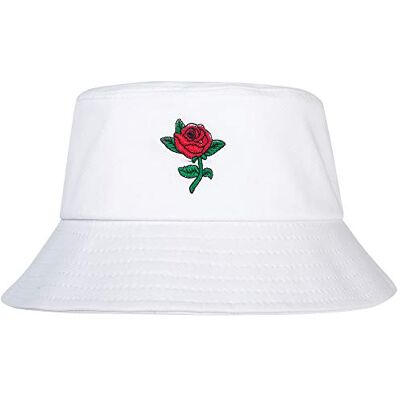 ZLYC Chapeau Bob Été Fleurs Chapeau de pêancur pour Femmes Hommes(Rose Blanc),Taille Unique - Publicité ZLYC Chapeau Bob Été Fleurs Chapeau de pêancur pour Femmes Hommes(Rose Blanc),Taille Unique - Publicité