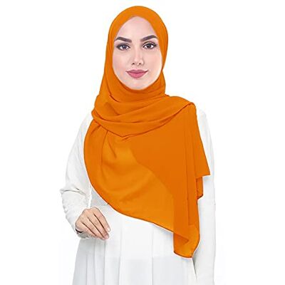 Lina & Lily Hijab pour Femmes Mousseline Foulard Écharpe Turban Châle Islamique (Orange) - Publicité Lina & Lily Hijab pour Femmes Mousseline Foulard Écharpe Turban Châle Islamique (Orange) - Publicité