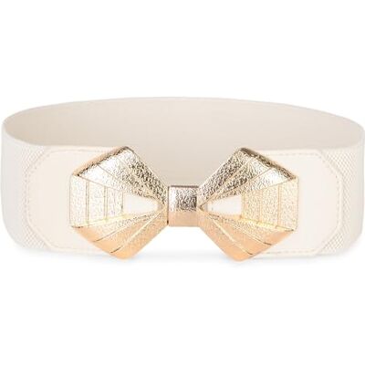 BlackButterfly Large Ajustable Élastique extensible Ceinture Rétro Nœud doré Boucle Taille Ceinture (Beige, XXL) - Publicité BlackButterfly Large Ajustable Élastique extensible Ceinture Rétro Nœud doré Boucle Taille Ceinture (Beige, XXL) - Publicité