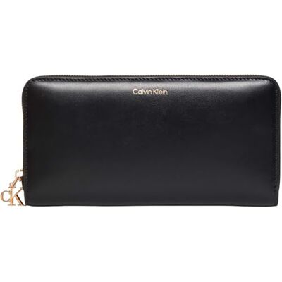 Calvin Klein Portefeuille Femme Large Zip Around avec Logo, Noir (Black), Taille Unique - Publicité Calvin Klein Portefeuille Femme Large Zip Around avec Logo, Noir (Black), Taille Unique - Publicité