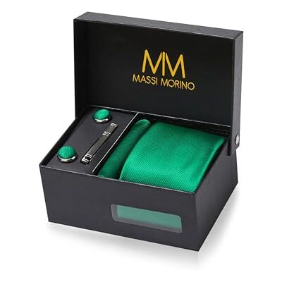Massi Morino Cravate Homme avec mouchoirs de poche, boutons de manchette et Pinces à cravates Coffret cadeau Accessoires de Fete de Mariage - Publicité Massi Morino Cravate Homme avec mouchoirs de poche, boutons de manchette et Pinces à cravates Coffret cadeau Accessoires de Fete de Mariage - Publicité