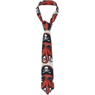 asbwuo Cravate pour homme avec imprimé dessin animé de pirates et de poulpes Cravate en polyester élégante et durable pour les affaires, la vie quotidienne et les occasions spéciales, noire, taille uniqu - Publicité asbwuo Cravate pour homme avec imprimé dessin animé de pirates et de poulpes Cravate en polyester élégante et durable pour les affaires, la vie quotidienne et les occasions spéciales, noire, taille uniqu - Publicité
