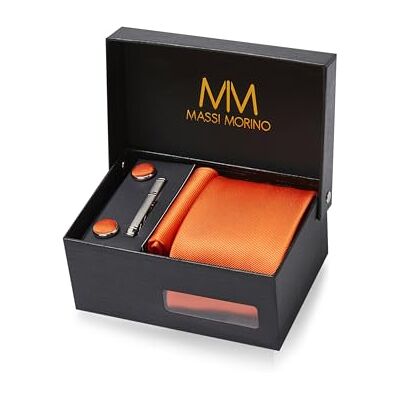 Massi Morino Cravate Homme avec mouchoirs de poche, boutons de manchette et Pinces à cravates Coffret cadeau Accessoires de Fete de Mariage - Publicité Massi Morino Cravate Homme avec mouchoirs de poche, boutons de manchette et Pinces à cravates Coffret cadeau Accessoires de Fete de Mariage - Publicité
