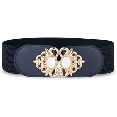 BlackButterfly Extensible/Élastique Vintage Large Serre-taille Elastique Perle Boucle Taille Ceinture (Bleu nuit, XL) - Publicité BlackButterfly Extensible/Élastique Vintage Large Serre-taille Elastique Perle Boucle Taille Ceinture (Bleu nuit, XL) - Publicité