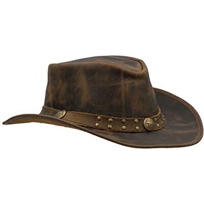 Walker and Hawkes Chapeau Brisbane Cuir de Vachette Outback Bicolore Marron automnal XL (60cm) - Publicité Walker and Hawkes Chapeau Brisbane Cuir de Vachette Outback Bicolore Marron automnal XL (60cm) - Publicité