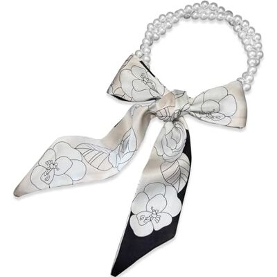 LumiSyne Foulard En Soie Collier Femme Filles Écharpe Maigre Longue Avec Collier De Perles Imprimé Fleurs Motif Lettre Rayures Style Élégant Simple Décoratif Cravate Foulard Cheveux Bandeau Au Poignet - Publicité LumiSyne Foulard En Soie Collier Femme Filles Écharpe Maigre Longue Avec Collier De Perles Imprimé Fleurs Motif Lettre Rayures Style Élégant Simple Décoratif Cravate Foulard Cheveux Bandeau Au Poignet - Publicité