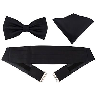 TigerTie Ceinture large Mouchoir de poche Nœud papillon, satin uni Noir Taille Unique - Publicité TigerTie Ceinture large Mouchoir de poche Nœud papillon, satin uni Noir Taille Unique - Publicité