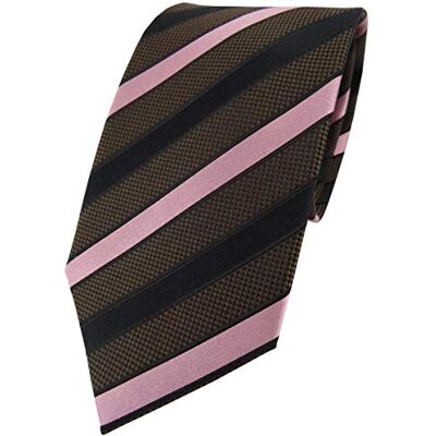 tigertie Designer Soie Cravate Marron foncé Rose Rayé – Cravate Soie Silk - Publicité tigertie Designer Soie Cravate Marron foncé Rose Rayé – Cravate Soie Silk - Publicité