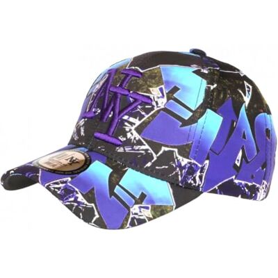 Hip Hop Honour Casquette NY Violette et Bleue Print Fashion Streetwear Baseball Larsy - Publicité Hip Hop Honour Casquette NY Violette et Bleue Print Fashion Streetwear Baseball Larsy - Publicité