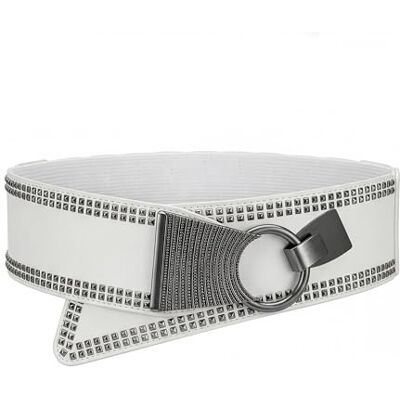 BlackButterfly Large Élastique Extensible Métal Clouté Crochet Boucle Ceinture (Blanc, M) - Publicité BlackButterfly Large Élastique Extensible Métal Clouté Crochet Boucle Ceinture (Blanc, M) - Publicité